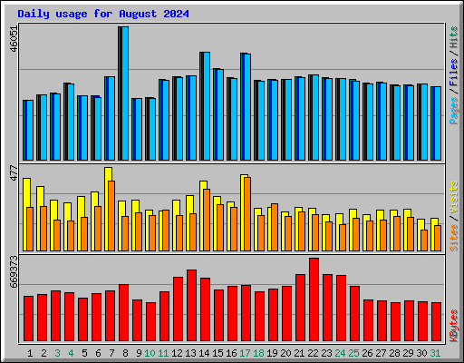 Daily usage for August 2024