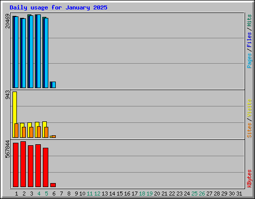 Daily usage for January 2025